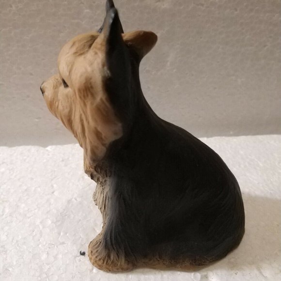 Yorkie DOG FIGURE Handcrafted Sculpture Sandstone Label made by North Light - Picture 8 of 9